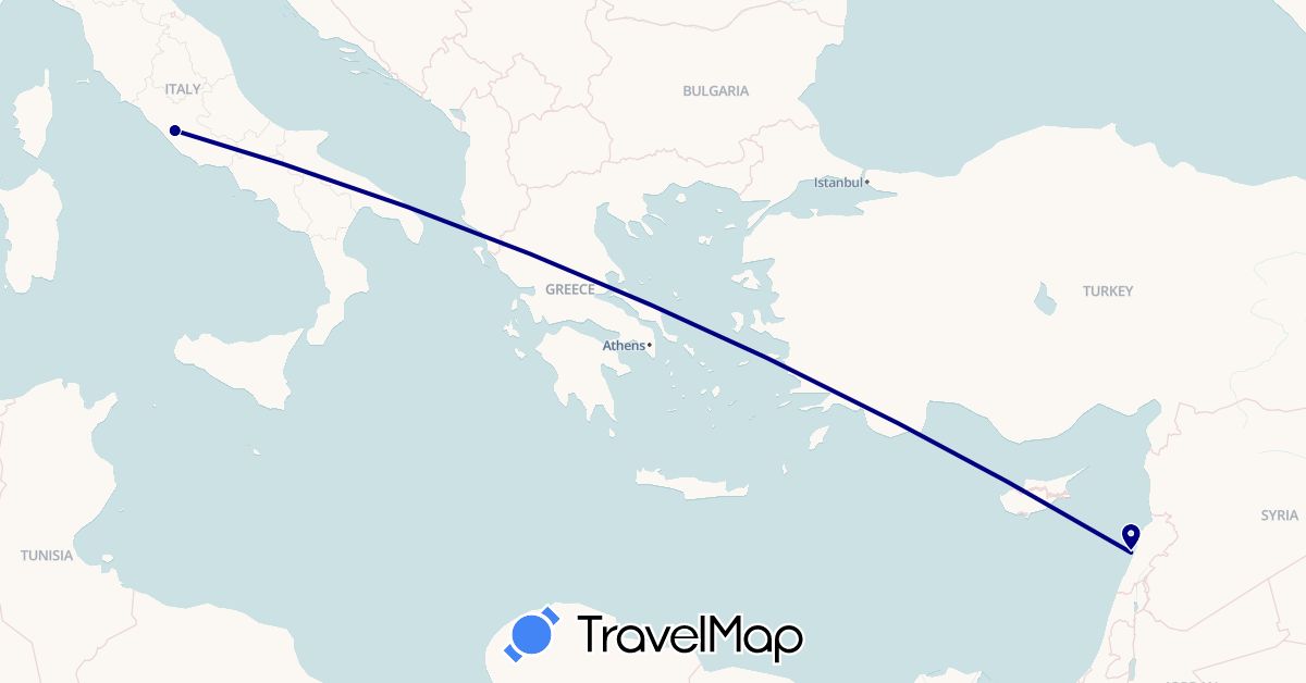 TravelMap itinerary: driving in Italy, Lebanon (Asia, Europe)